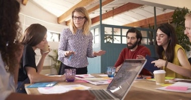 Teacher with students